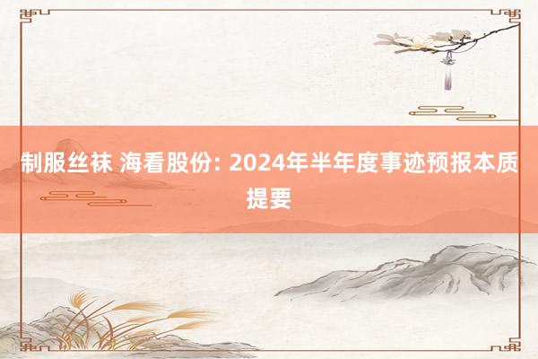 制服丝袜 海看股份: 2024年半年度事迹预报本质提要