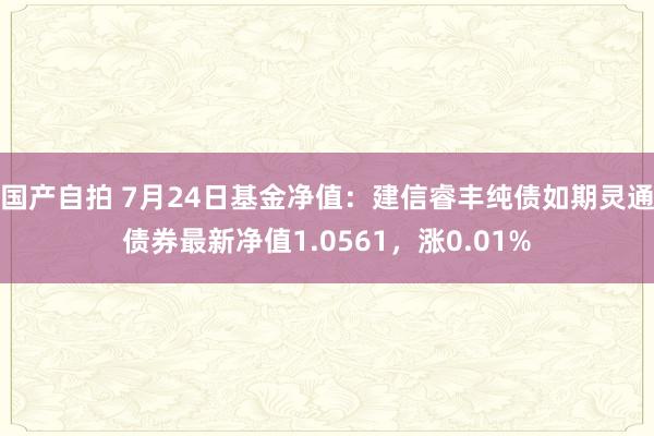 国产自拍 7月24日基金净值：建信睿丰纯债如期灵通债券最新净值1.0561，涨0.01%