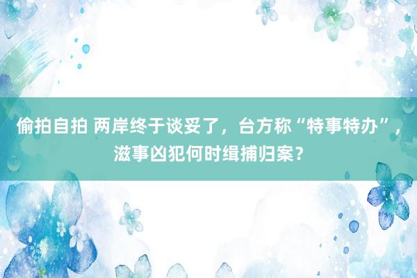 偷拍自拍 两岸终于谈妥了，台方称“特事特办”，滋事凶犯何时缉捕归案？