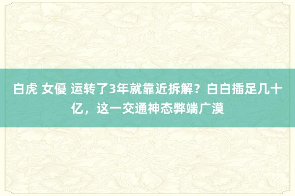 白虎 女優 运转了3年就靠近拆解？白白插足几十亿，这一交通神态弊端广漠