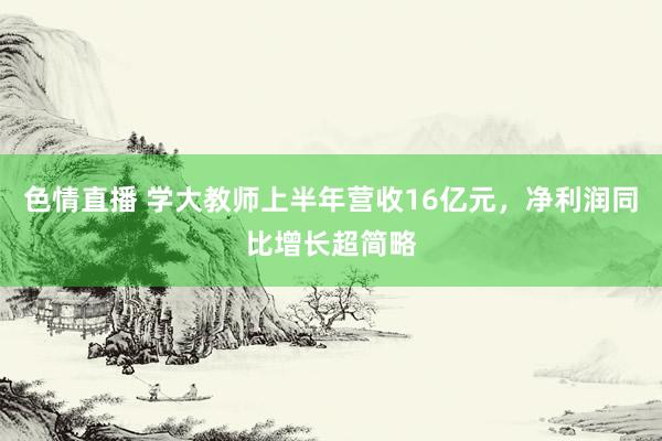 色情直播 学大教师上半年营收16亿元，净利润同比增长超简略